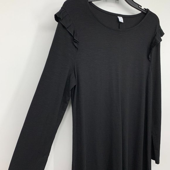 Old Navy Dress Black 3/4 Sleeve Ruffle Trim Ponte Knit NWT - Picture 4 of 9